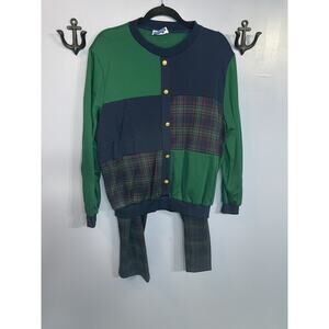 Cape Cod 2 Piece Outfit Blue and Green Top and Pants Size 16P